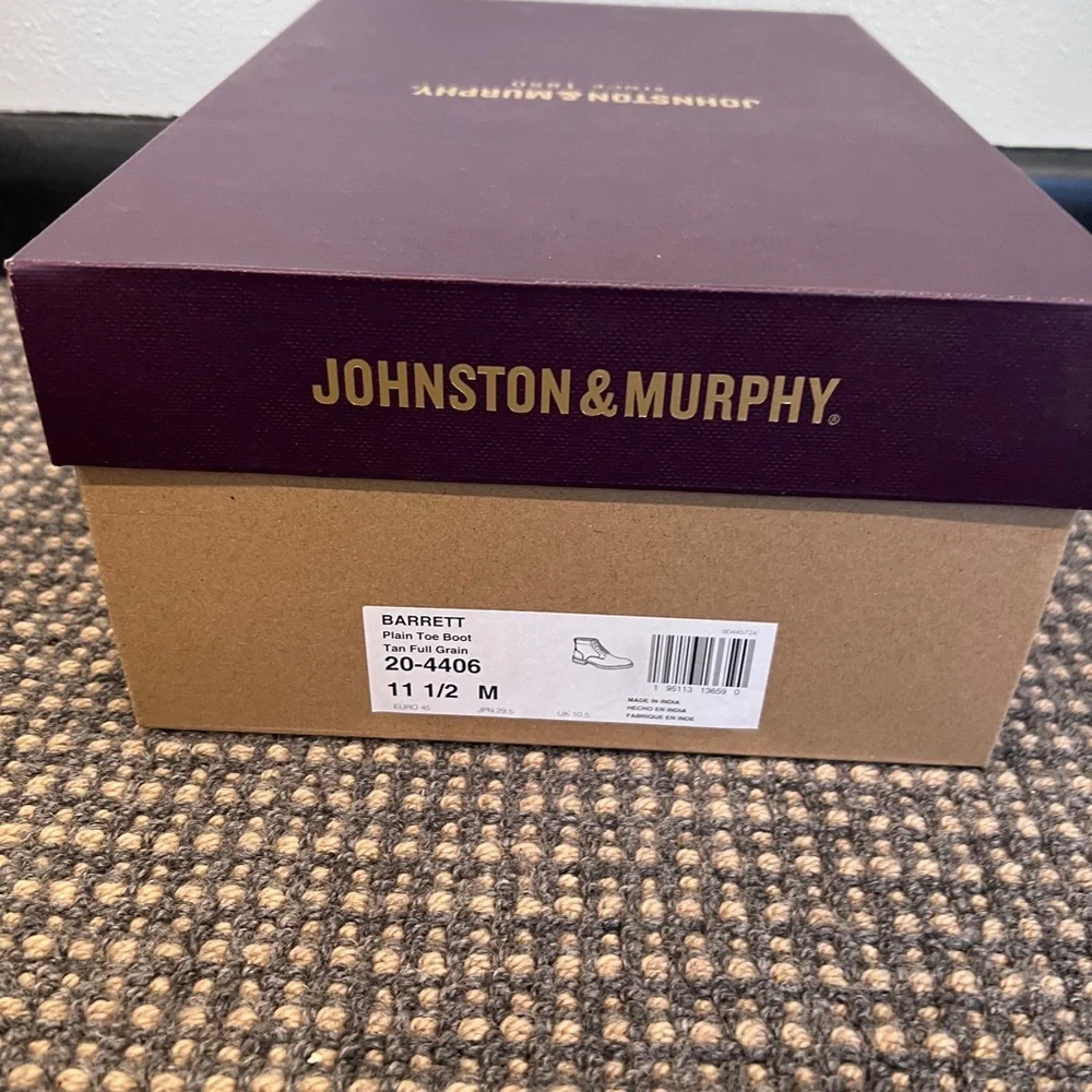 Johnston & Murphy Men's Barrett Leather Plain Toe Boot